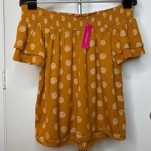 Dark Mustard Off Shoulder Top